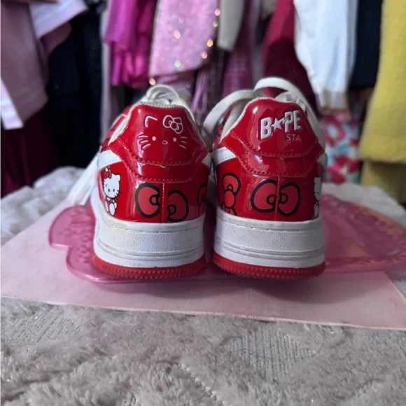 Bape-sta Hello Kitty Inspo Sneakers in Red and Pink - Picture 4 of 7
